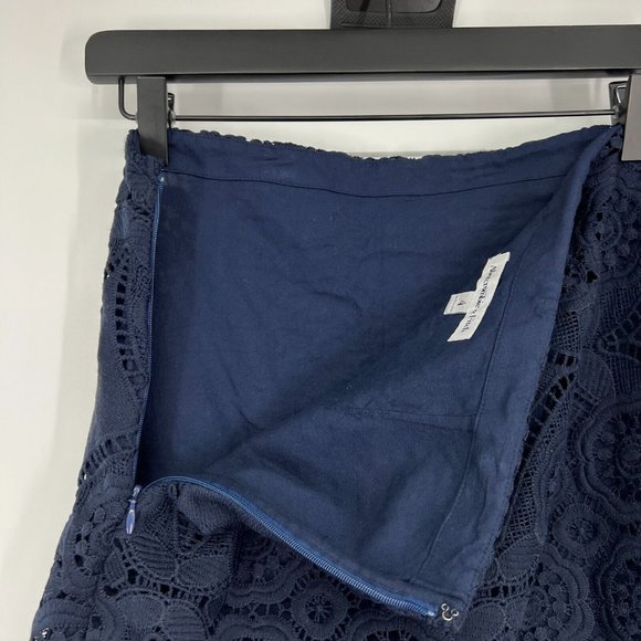 Abercrombie & Fitch Skirt Navy Blue Embroidered Crochet Mini - Picture 9 of 10